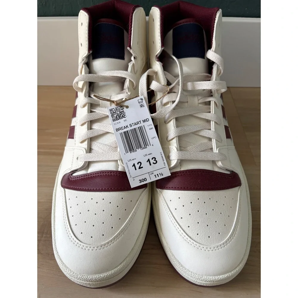 Adidas Break Start Mid 12 White Burgundy Navy Basketball Sneakers Trainers
